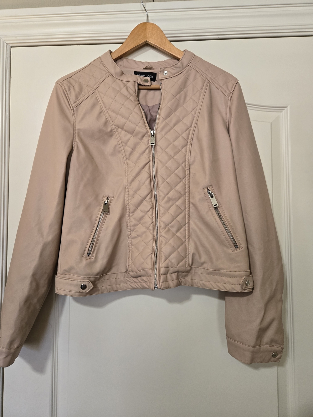 New Look Quilted Blush Pink Moto Soft Faux Leather Jacket